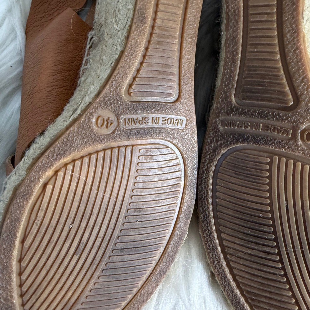 Anthropologie Maypol Made in Spain Tan Leather Espadrille Wedge Sandal Size 40 - Picture 5 of 6
